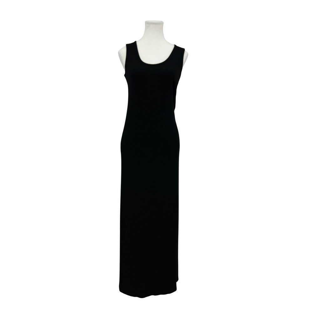 Hatch Black Ribbed Knit Maxi Dress Sleeveless Scoop Neck Made in NY Women S